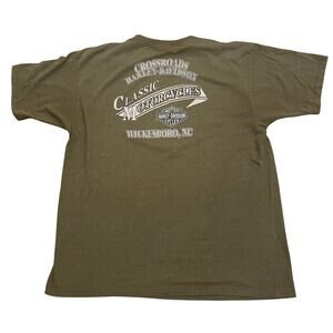 Vtg Harley-Davidson Crossroads Wilkesboro Graphic T-Shirt, XL | Green Biker Tee
